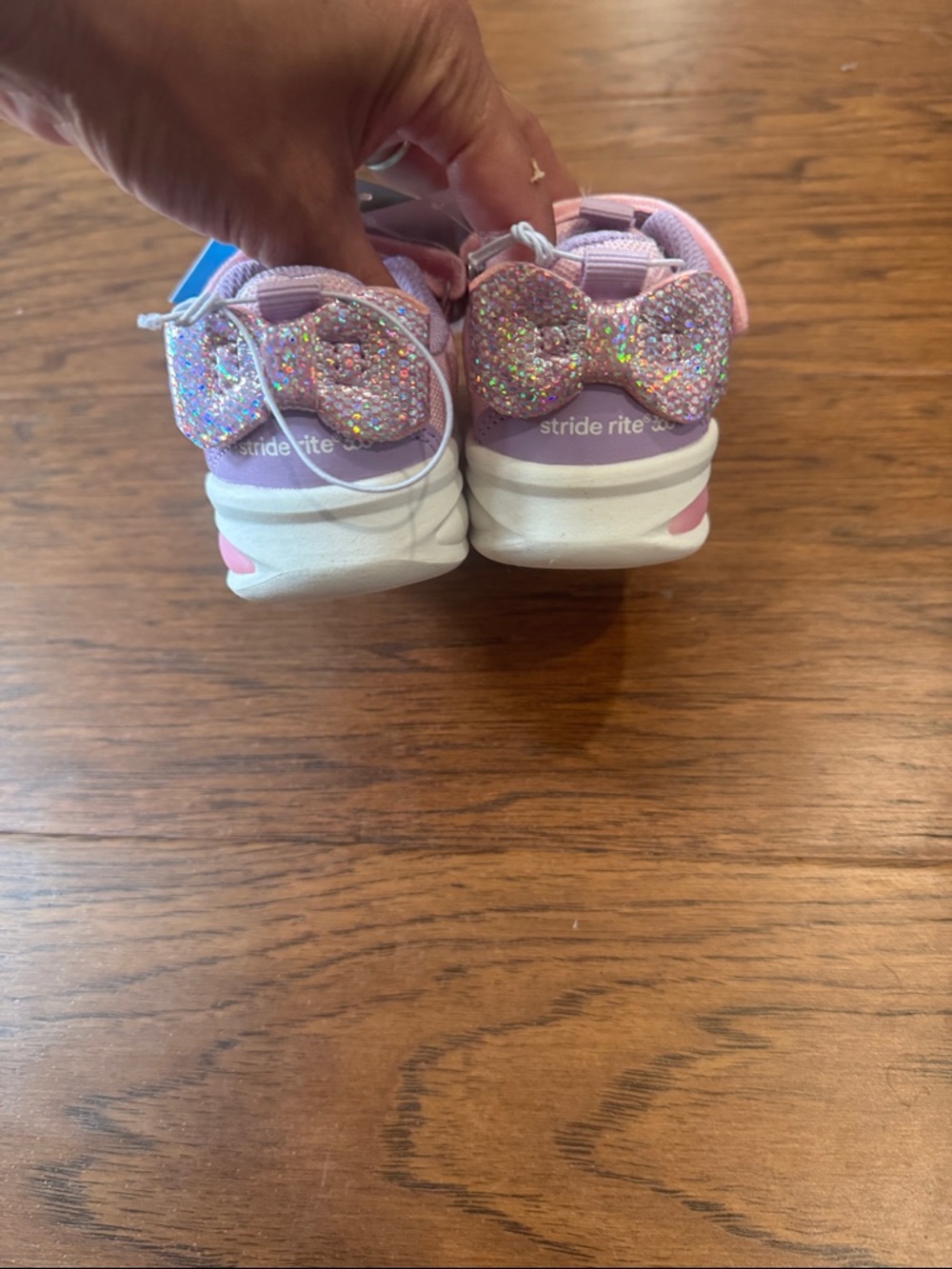 Stride Rite Toddler Pink Glitter light up Bow Sneakers - Picture 4 of 7